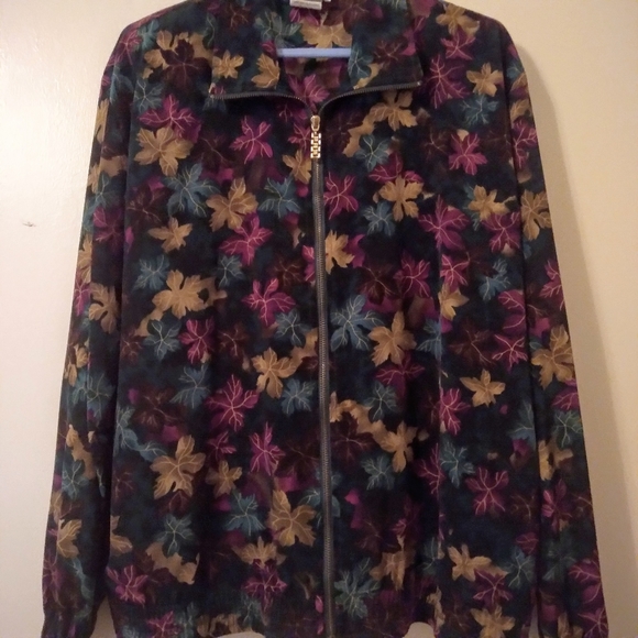 TEDDI Y2K Vintage Autumn Leaf Windbreaker Bomber Jacket, Large - Picture 10 of 16